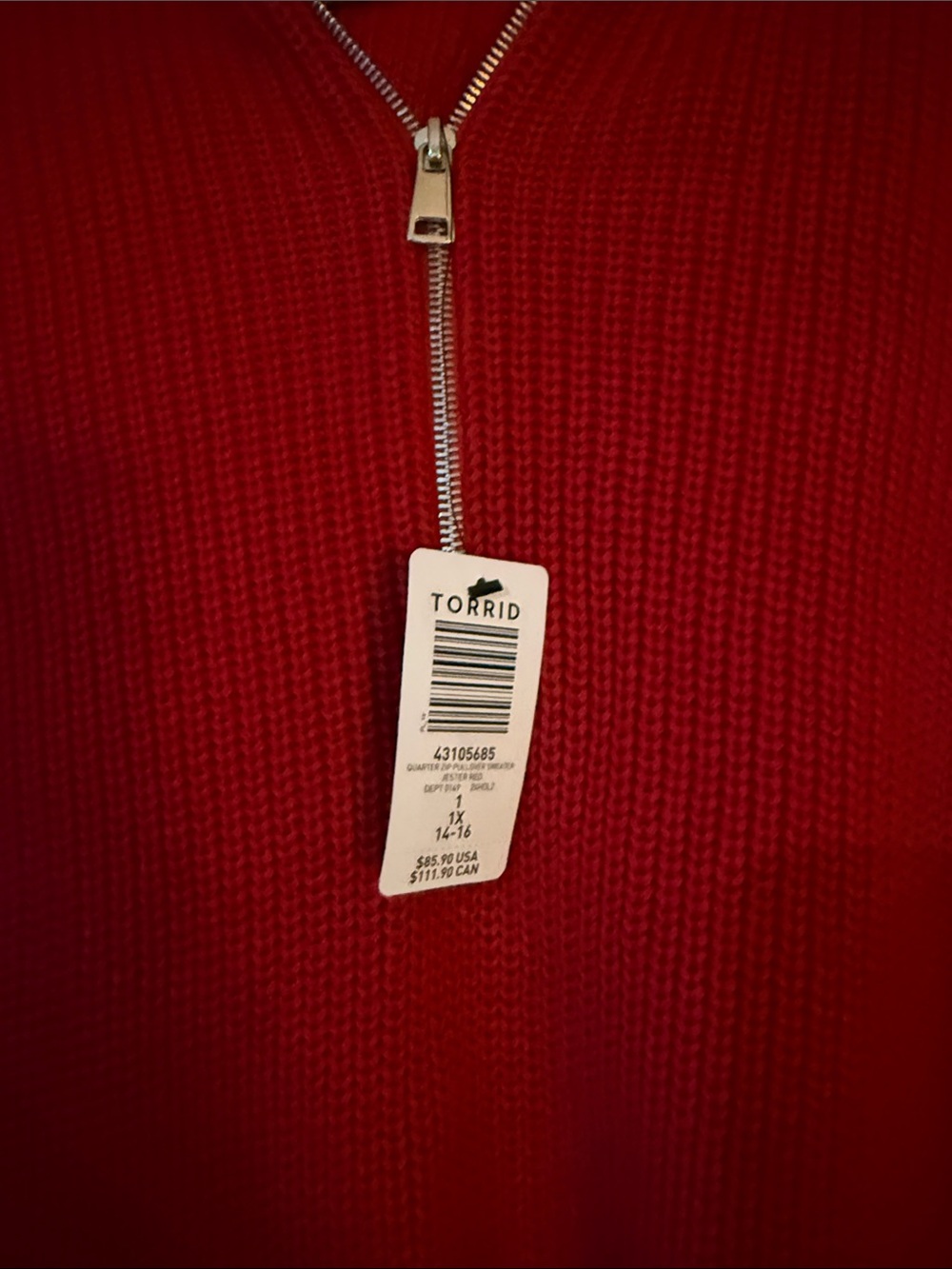 Torrid Oversized NWT Red Half-Zip Knit Sweater - Picture 3 of 6